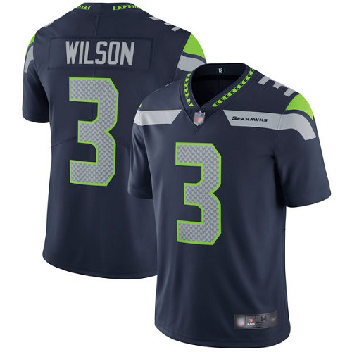 Seattle Seahawks Limited Navy Blue Men Russell Wilson Home Jersey NFL Football #3 Vapor Untouchable